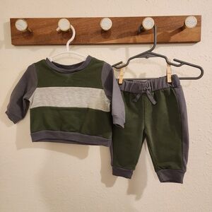 Stylish Kids' Green and Gray Jogger Set